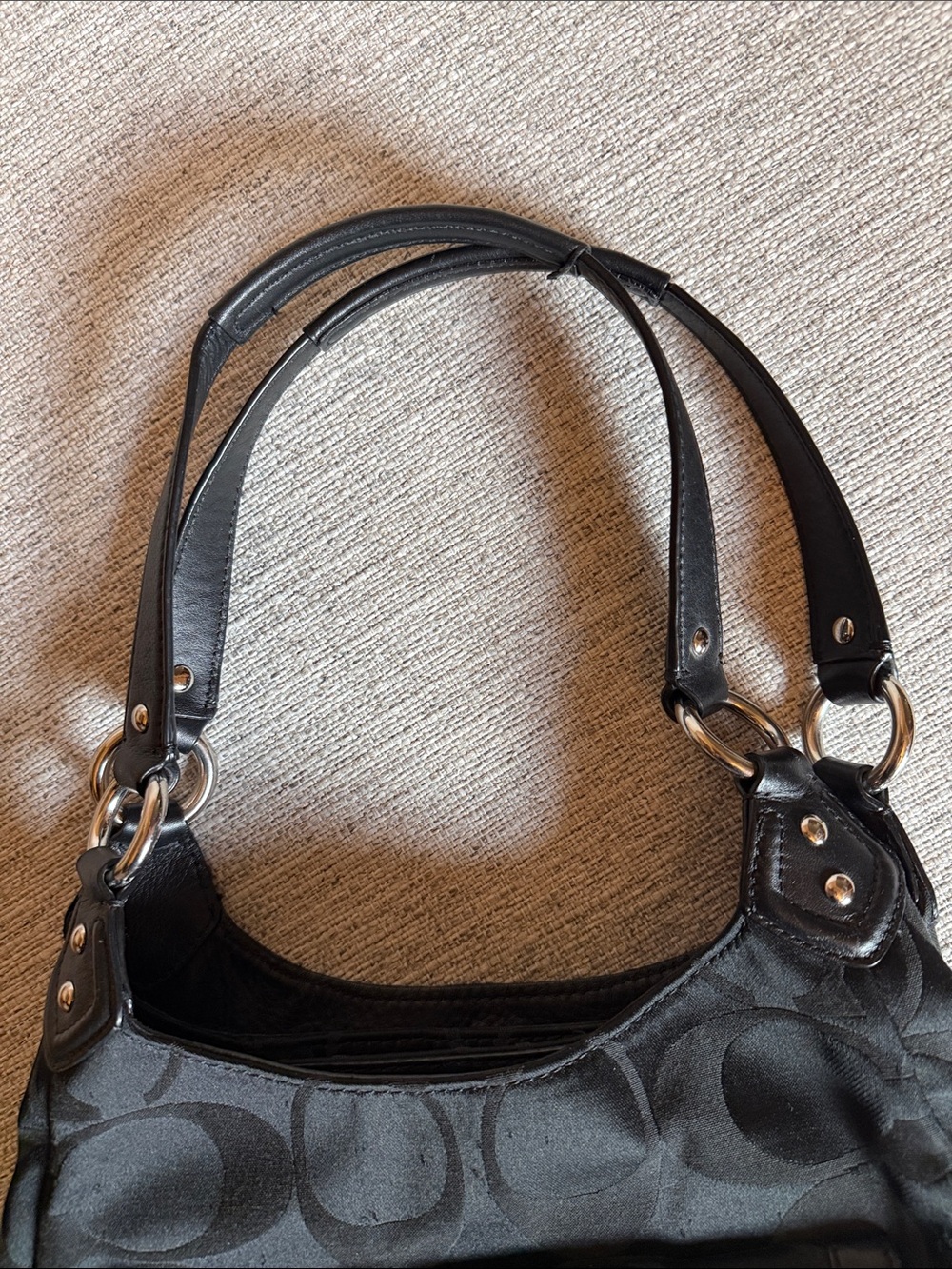Y2K Coach Black Signature C Hobo Shoulder Bag Buckle F20742 - Picture 8 of 12